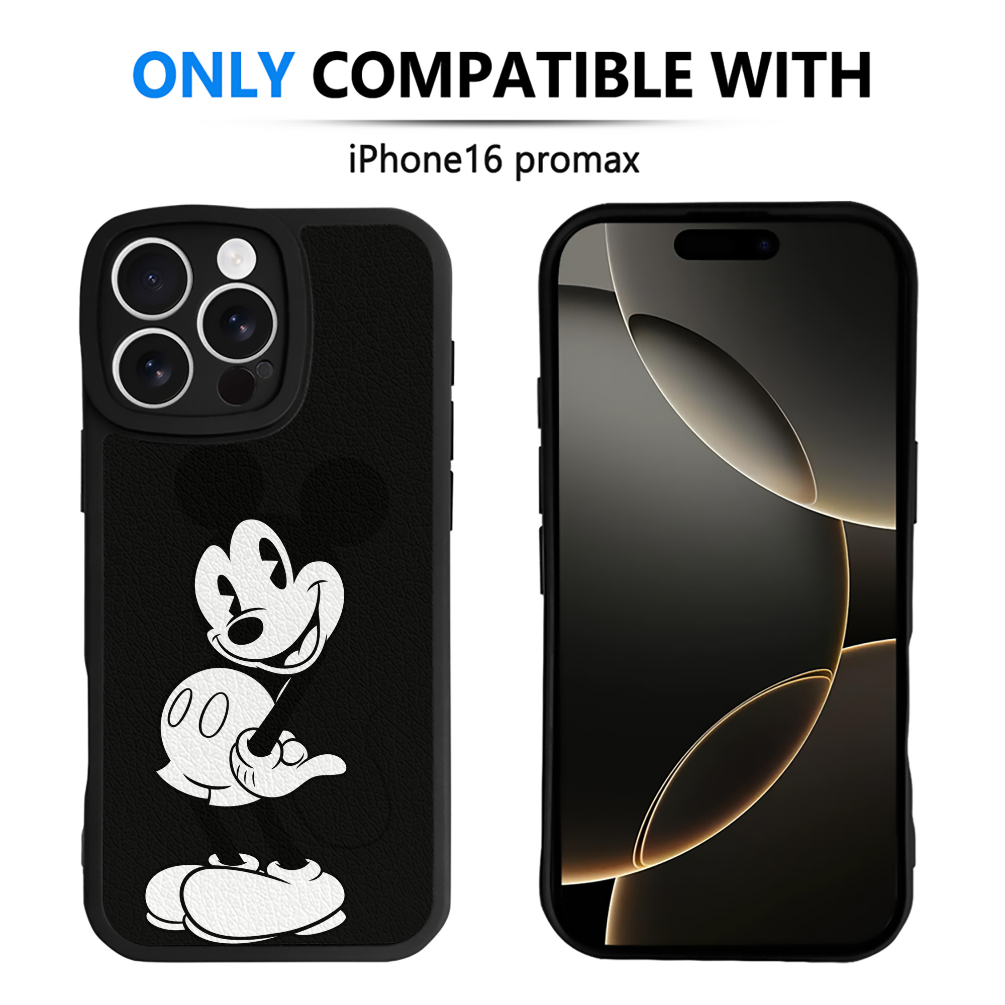 （画像用） ミッキーマウス Mickey Mouse 【iPhone 16シリーズ対応】シリコンスマホケース（レザー調） 材質：シリコン